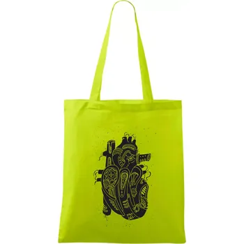 Steampunk lidské srdce - Taška bavlněná - 42 x 38 cm ( Limetková )
