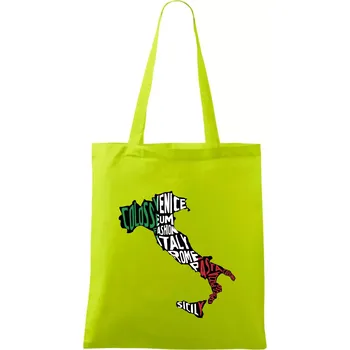 Mapy - názvy měst - Italie - Taška bavlněná - 42 x 38 cm ( Limetková )