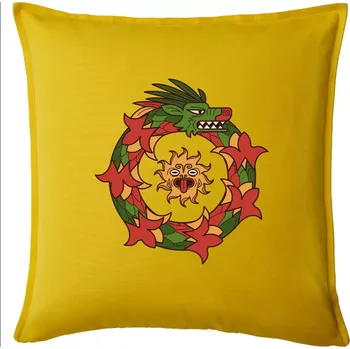 Polštář Mayové - zvířata had v kruhu - Polštář 50x50 - 50x50 - Pouze potah ( Žlutá )