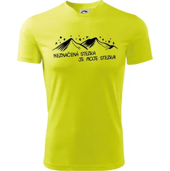 Neznačená stezka je moje stezka - Dětské triko sportovní (dresovina) - 146 cm/10 let ( Neonově žlutá )
