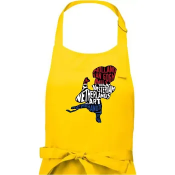 Kuchyňská zástěra Mapy - názvy měst - Nizozemí - Dámská zástěra na vaření - Univerzální velikost ( Žlutá )