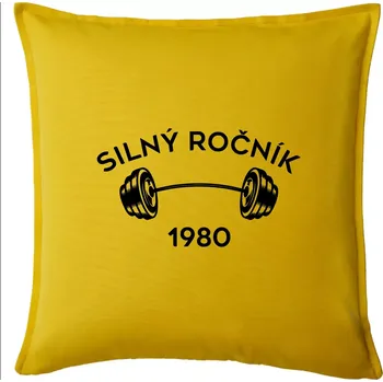 Polštář Silný ročník - Letopočet 1980 - Polštář 50x50 - 50x50 - Pouze potah ( Žlutá )