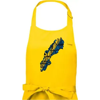 Kuchyňská zástěra Mapy - názvy měst - Švédsko - Pánská zástěra na vaření - Univerzální velikost ( Žlutá )