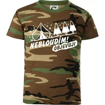 Chlapecké tričko Nebloudím, objevuji - hory - Dětské maskáčové triko - 122 cm/6 let ( Hnědý maskáč )