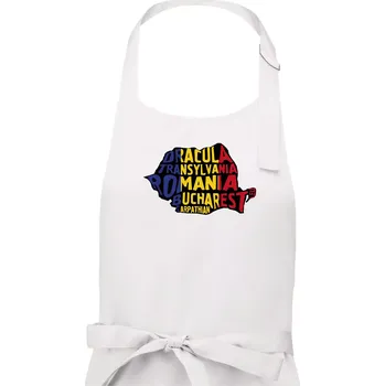 Kuchyňská zástěra Mapy - názvy měst - Rumunsko - Dámská zástěra na vaření - Univerzální velikost ( Bílá )