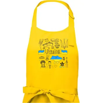 Kuchyňská zástěra Ukrajina folklor - kreslené obrázky - Pánská zástěra na vaření - Univerzální velikost ( Žlutá )
