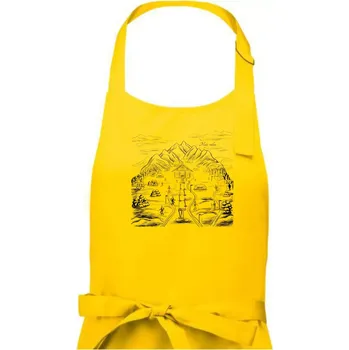 Kuchyňská zástěra Hory a lyže - můj relax - Pánská zástěra na vaření - Univerzální velikost ( Žlutá )
