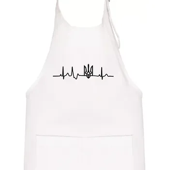 Kuchyňská zástěra Ekg Ukrajina trojzubec - Dětská zástěra na vaření - Univerzální velikost ( Bílá )