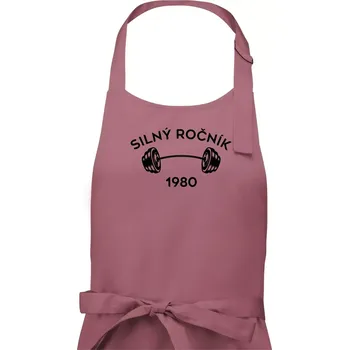Kuchyňská zástěra Silný ročník - Letopočet 1980 - Pánská zástěra na vaření - Univerzální velikost ( Starorůžová )