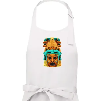 Kuchyňská zástěra Mayové maska s pyramidou - Pánská zástěra na vaření - Univerzální velikost ( Bílá )