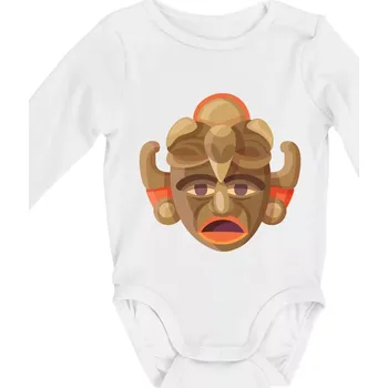 Kojenecké oblečení Mayové maska černoch - Body kojenecké s dlouhým rukávem - Dlouhý r. do 3 měs ( Bílá )