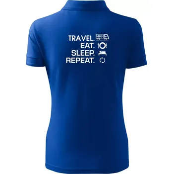 Eat sleep travel - Van - Polokošile dámská Pique Polo - XS ( Královská modrá )