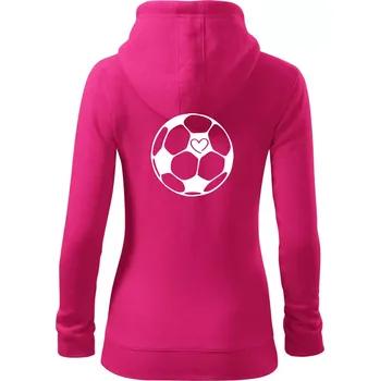 Dámská mikina I love fotbal míč - Dámská mikina trendy zipper s kapucí - M ( Purpurová )