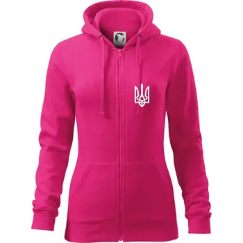 Dámská mikina Ukrajina trojzubec prso - Dámská mikina trendy zipper s kapucí - XS ( Purpurová )