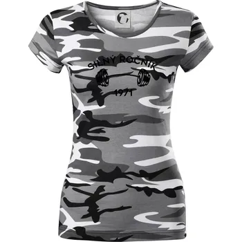 Dámské tričko Silný ročník - Letopočet 1971 - Dámské maskáčové triko - S ( Šedý maskáč )