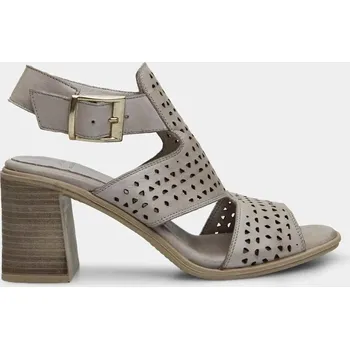 Dámské sandále Baťa dámské kožené sandále na podpatku šedo-hnědé, vel. 41