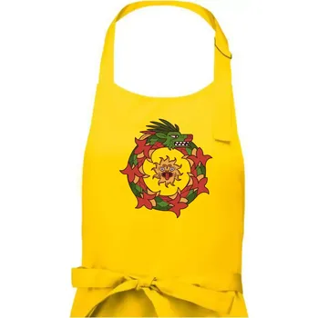 Kuchyňská zástěra Mayové - zvířata had v kruhu - Dámská zástěra na vaření - Univerzální velikost ( Žlutá )