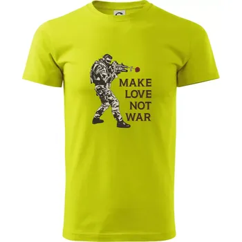 Růže ve zbrani, make love not war - Klasické pánské triko vyšší gramáže - 2XL ( Limetková )
