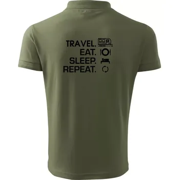 Pánská košile Eat sleep travel - Velký přívěs - Polokošile pánská Pique Polo 203 - L ( Khaki )