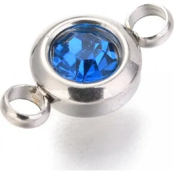 Přívěsek Přívěsek z nerezové oceli se dvěma očky-s modrým šatonem 12x6,5x4 mm
