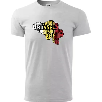 Pánské tričko Mapy - názvy měst - Belgie - Triko extra velké (5-8XL) - 6XL ( Světlešedý Melír )