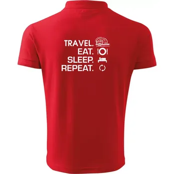 Pánská košile Eat sleep travel - Malý přívěs - Polokošile pánská Pique Polo 203 - L ( Červená )