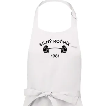 Kuchyňská zástěra Silný ročník - Letopočet 1981 - Dámská zástěra na vaření - Univerzální velikost ( Bílá )