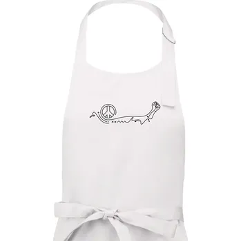 Kuchyňská zástěra Pěst a symbol míru - Dámská zástěra na vaření - Univerzální velikost ( Bílá )