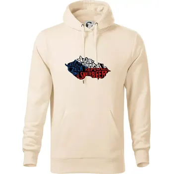 Pánská mikina Mapy - názvy měst - Česko - Mikina pánská Cape s kapucí - 5XL ( Mandlová )