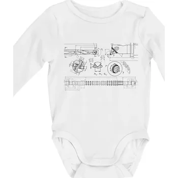 Kojenecké oblečení Technické výkresy - vrtáky - Body kojenecké s dlouhým rukávem - Dlouhý r. 3-6 měs ( Bílá )