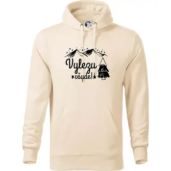 Pánská mikina Vylezu všude - hory - Mikina pánská Cape s kapucí - L ( Mandlová )