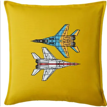 Polštář Mig 29 Fulcrum ze spoda a ze zhora - Polštář 50x50 - 50x50 - Pouze potah ( Žlutá )