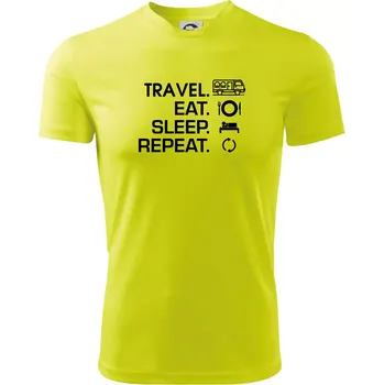Chlapecké tričko Eat sleep travel - Van - Dětské triko sportovní (dresovina) - 146 cm/10 let ( Neonově žlutá )