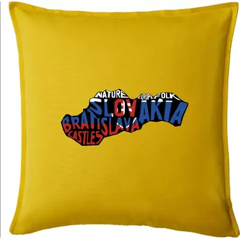 Polštář Mapy - názvy měst - Slovensko - Polštář 50x50 - 50x50 - Pouze potah ( Žlutá )