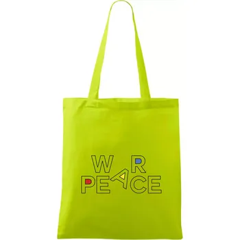 War, peace - barevný nápis - Taška bavlněná - 42 x 38 cm ( Limetková )