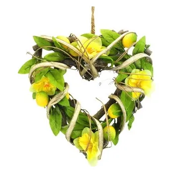 Srdce zdobené narciskami a citrónky Ø23 cm