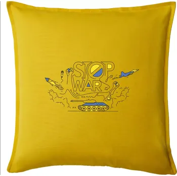 Polštář Stop war - Ukrajinské barvy - Polštář 50x50 - 50x50 - Pouze potah ( Žlutá )