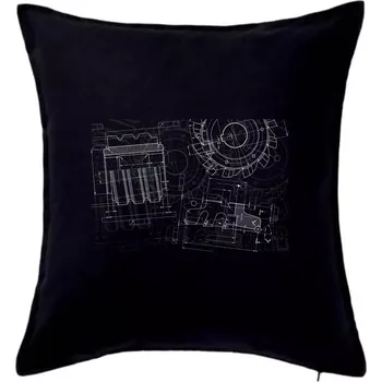 Polštář Technické výkresy - frézky - Polštář 50x50 - 50x50 - Včetně výplně ( Černá )