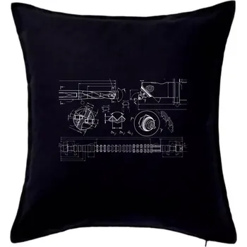 Polštář Technické výkresy - vrtáky - Polštář 50x50 - 50x50 - Pouze potah ( Černá )