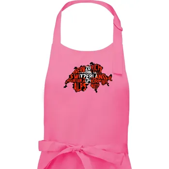 Kuchyňská zástěra Mapy - názvy měst - Švýcarsko - Pánská zástěra na vaření - Univerzální velikost ( Růžová )