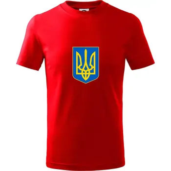 Chlapecké tričko Ukrajinské logo barevné malé - Tričko dětské bavlněné - 98 cm / 2 roky ( Červená )