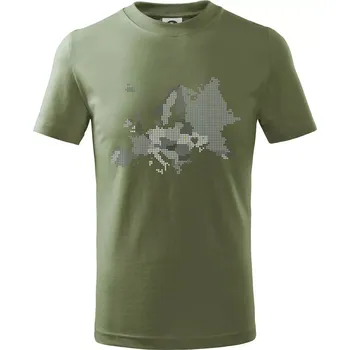 Dětská móda Mapa Evropy - srdce v Ukrajině - Tričko dětské bavlněné - 98 cm / 2 roky ( Khaki )