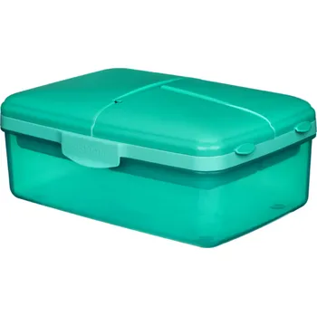 Svačinový box SISTEMA Krabička na svačinu/oběd s přihrádkami i lahvičkou, 1,5l Zelená