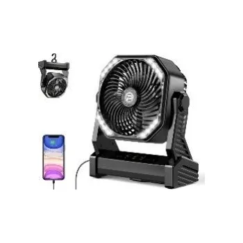Příslušenství ke karavanu Dobíjecí kempingový ventilátor s LED světlem a powerbankou – 20 000 mAh
