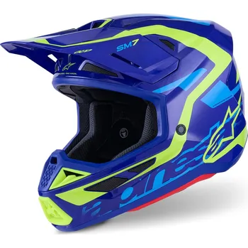 Motodoplněk Motokrosová helma Alpinestars SM7 Deed modro-fluo žlutá