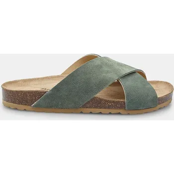 Dámské pantofle Baťa kožené pánské footbed pantofle zelené, vel. 42