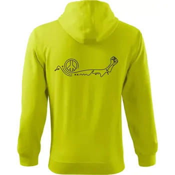 Pánská móda Pěst a symbol míru - Mikina s kapucí na zip trendy zipper - 2XL ( Limetková )