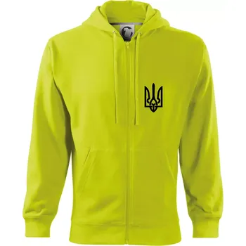 Pánská mikina Ukrajina trojzubec prso - Mikina s kapucí na zip trendy zipper - 2XL ( Limetková )