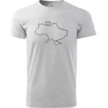 Mapa Ukrajiny - srdce - Triko extra velké (5-8XL) - 7XL ( Světlešedý Melír )
