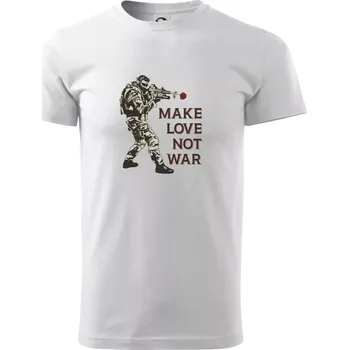 Pánské tričko Růže ve zbrani, make love not war - Triko extra velké (5-8XL) - 7XL ( Bílá )